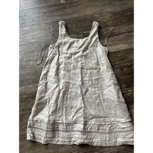 C&C California‎ Womens Small Linen Dress Metallic Shimmer Square Neck Sleeveless